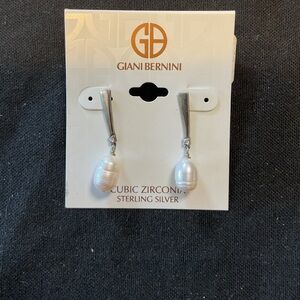Giani Bernini Sterling Silver Earrings with White Pearls